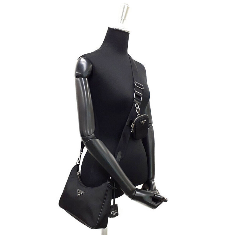 Prada ReEdition 2005 Saffiano Leather Chain Shoulder Bag Black - Picture 9 of 9